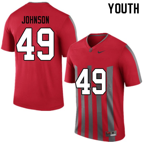 Ohio State Buckeyes #49 Xavier Johnson Youth Stitched Jersey Throwback